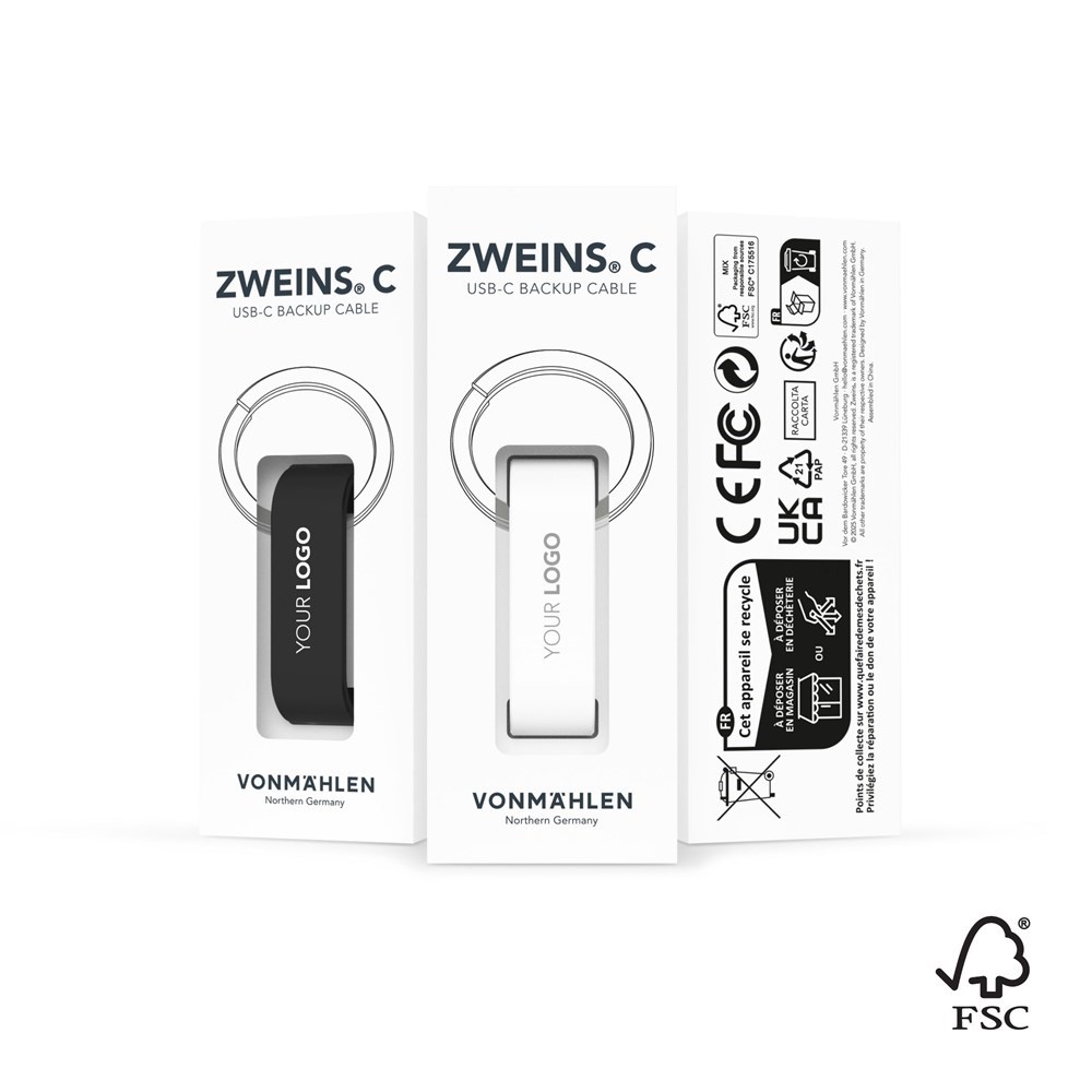 Zweins® C - Das USB-C Backup-Kabel - Schwarz