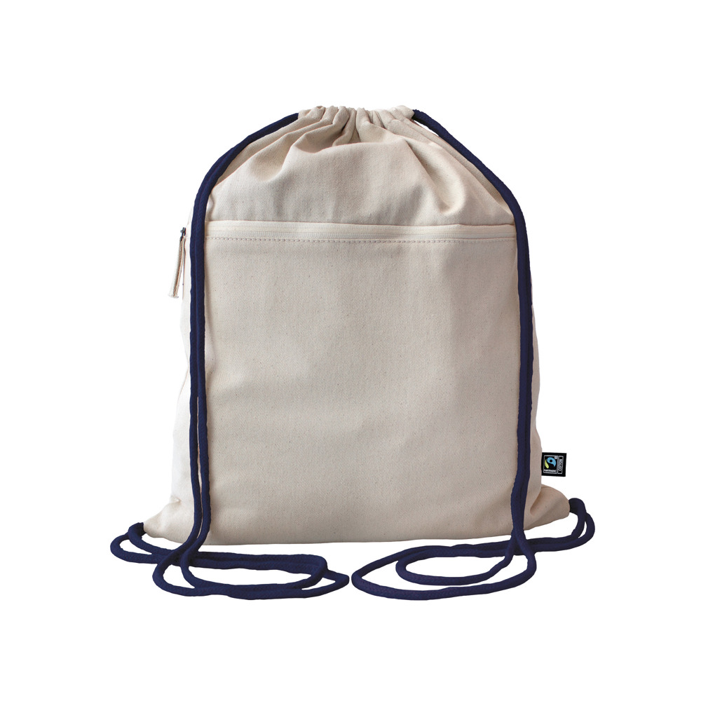 Fairtrade Baumwollrucksack Toni, Kordelfarbe - navy
