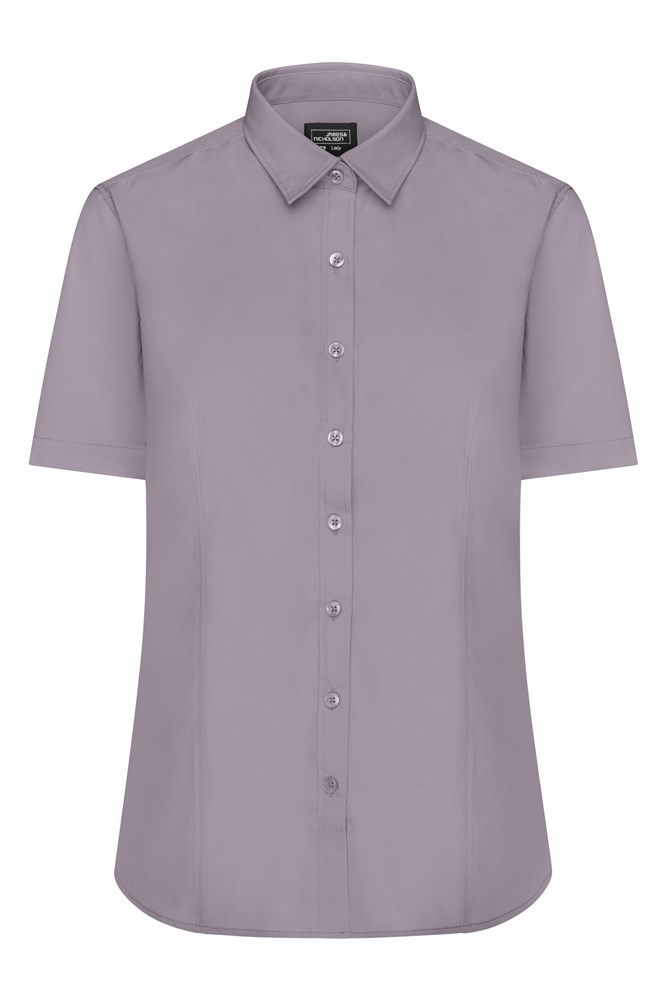 Ladies' Shirt Short-Sleeved Poplin - Steel (ca. Pantone 423U)