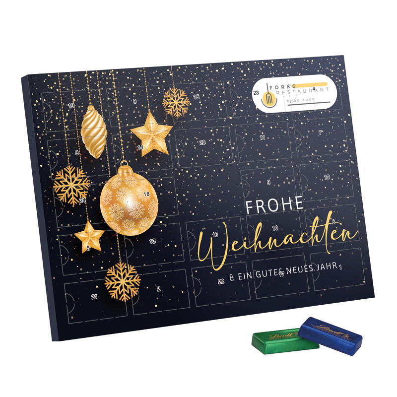 Premium Tisch Adventskalender Lindt Schokotäfelchen