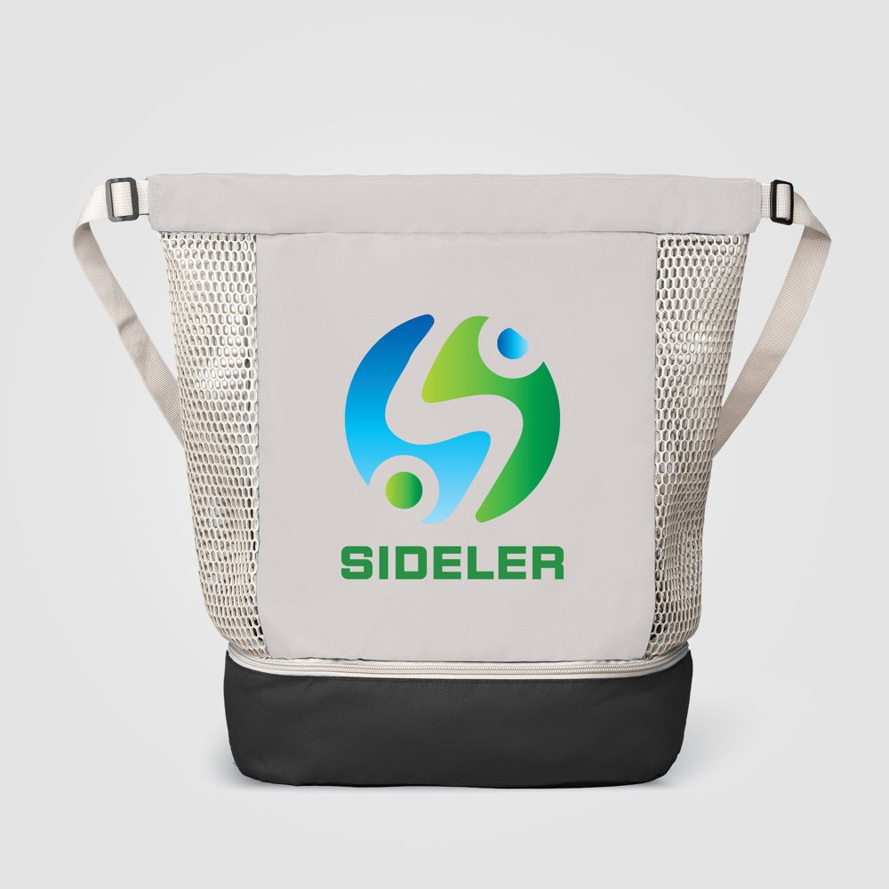 Neri Rucksack mit Kordelzug aus recyceltem Netzgewebe - 45 L - Grau (#BBBCBC)