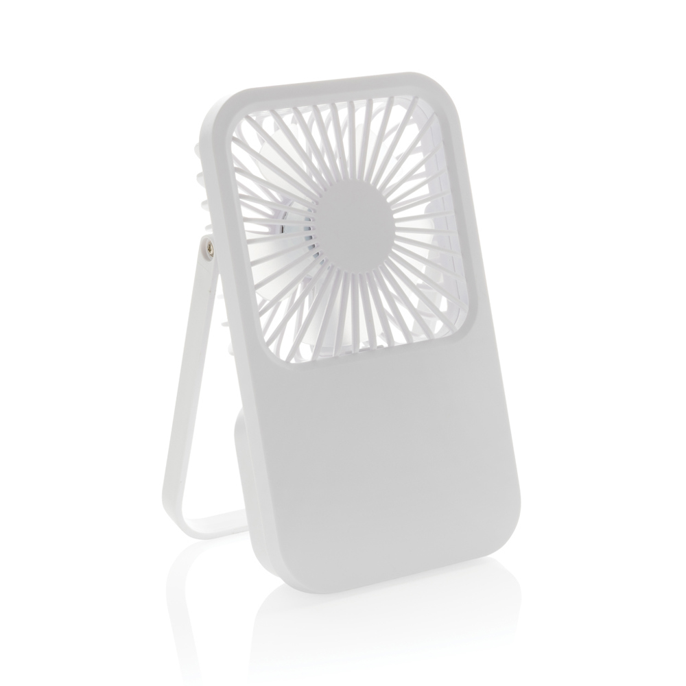 Aervina wiederaufladbarer Tischventilator aus RCS rec. ABS - weiß (± PMS White)