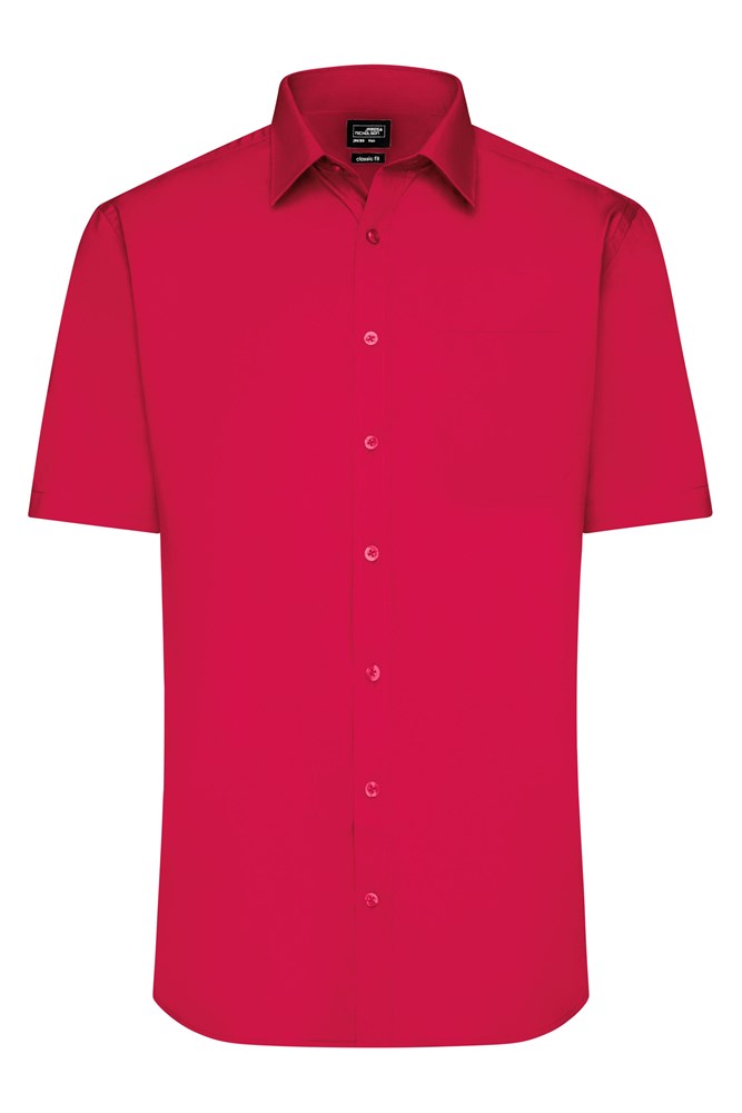 Men's Shirt Short-Sleeved Poplin - Red (ca. Pantone 200C)