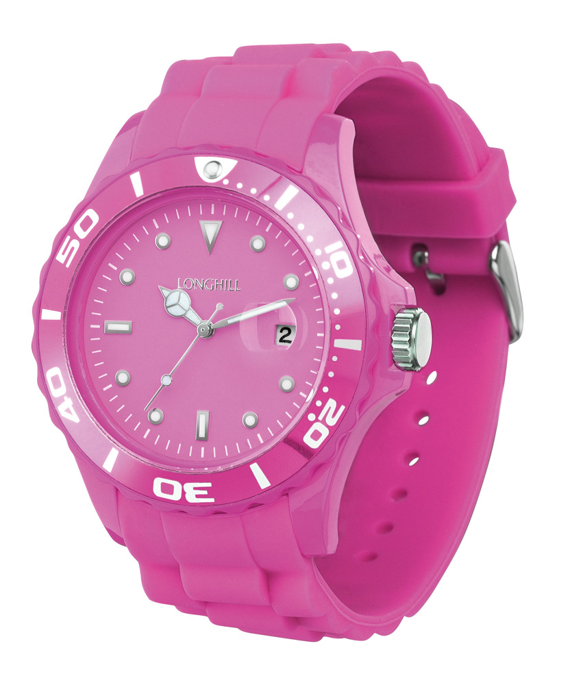 Kunststoffuhr LOGI - pink